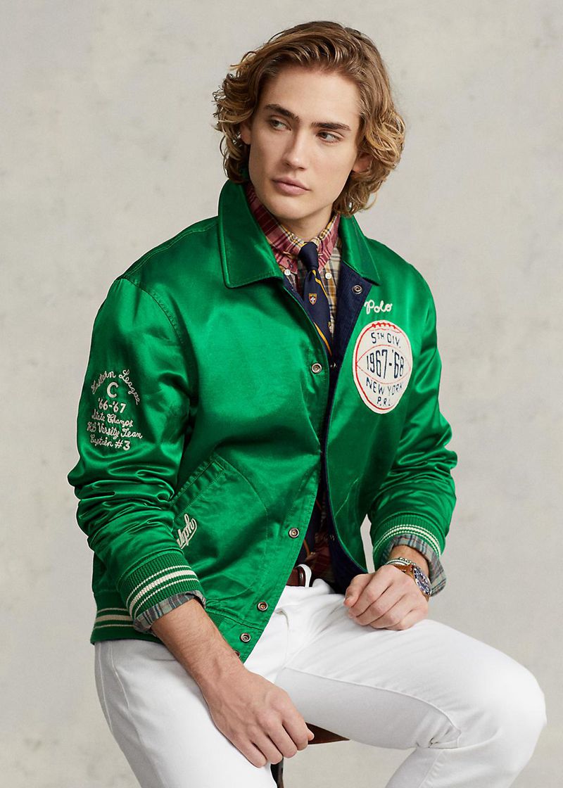 Chaqueta Polo Ralph Lauren Hombre Reversible Varsity-Inspired Chile Verde TAVKE-0978